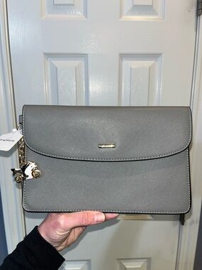 Grey Saffiano Crossbody with keychain